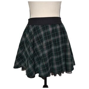 Joe Benbasset Tartan Plaid Mesh Lined Flair Mini Skirt Women's Size L Goth Punk